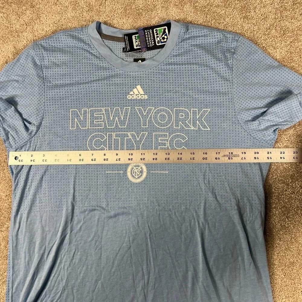 Adidas Mens Large Blue MLS New York City FC NYCFC Aeroknit Climacool‎ Shirt NWT